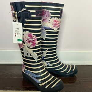 Joules Right As Rain Wellies Navy/Floral Size 8m